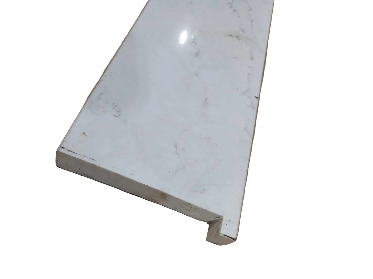 Polished White Marble Threshold with Integrated Leg – 37 ¼"