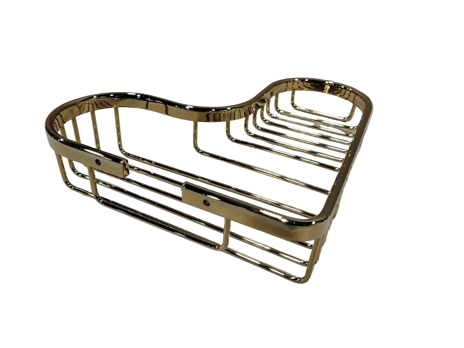 Signature Hardware Solid Brass L-Shaped Corner Shower Basket – Polished Brass