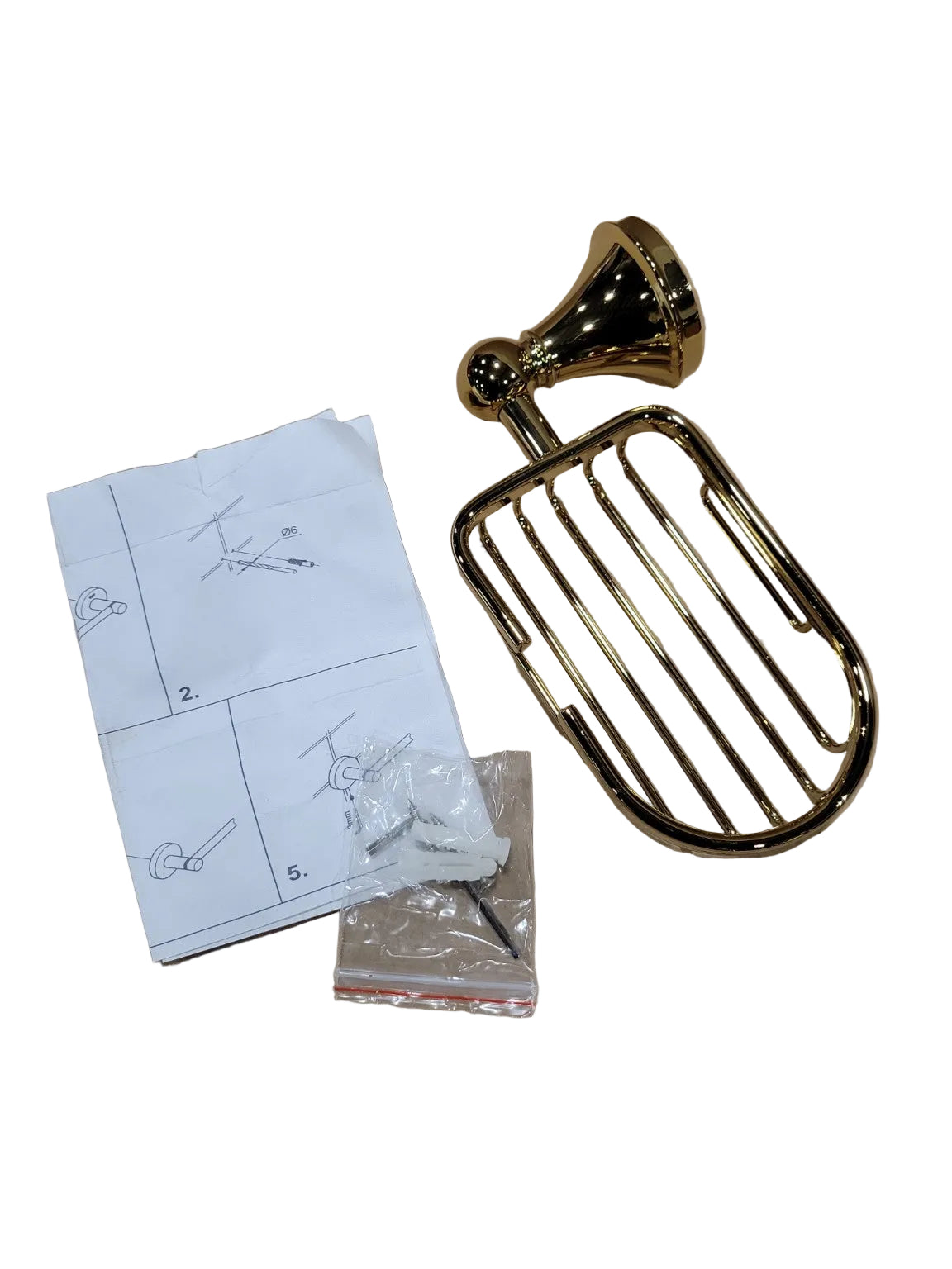Signature Hardware Ballard Collection Wall-Mount Soap Basket – Polished Brass