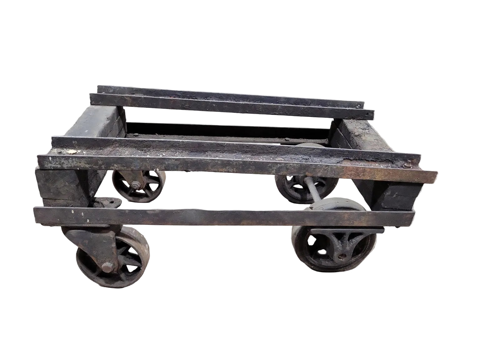 Industrial Steel Dolly Cart with Cast Iron Casters