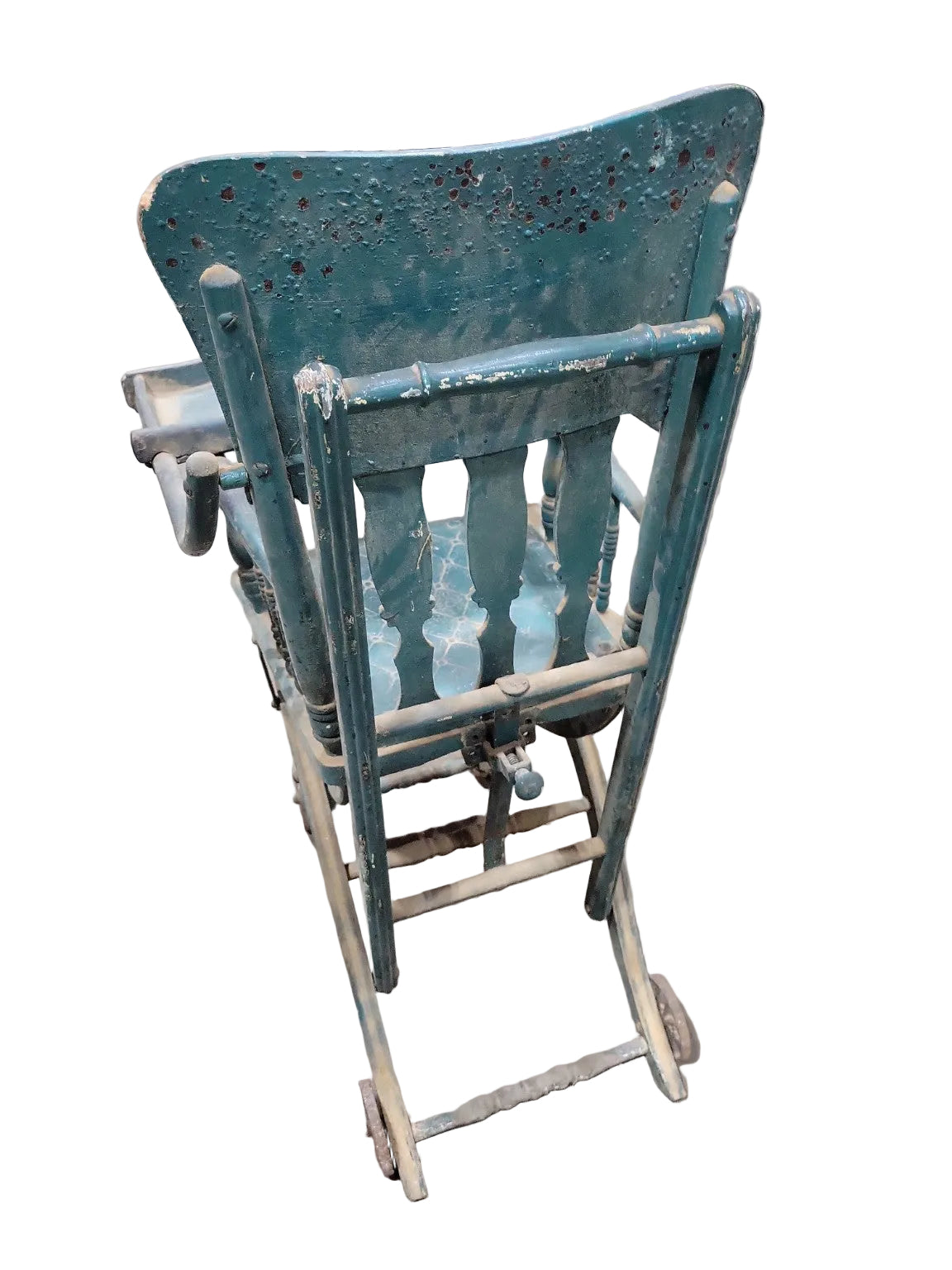 Antique Wooden Folding Baby High Chair  Stroller Combination