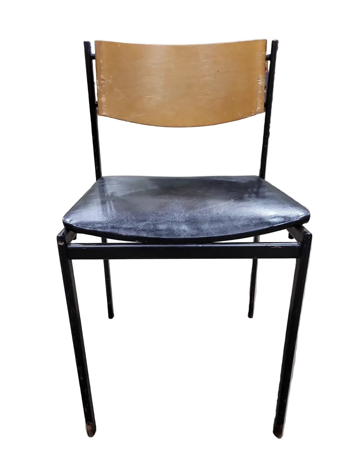 Mid-Century Modern Metal Frame Dining Chair – Red Vinyl Seat