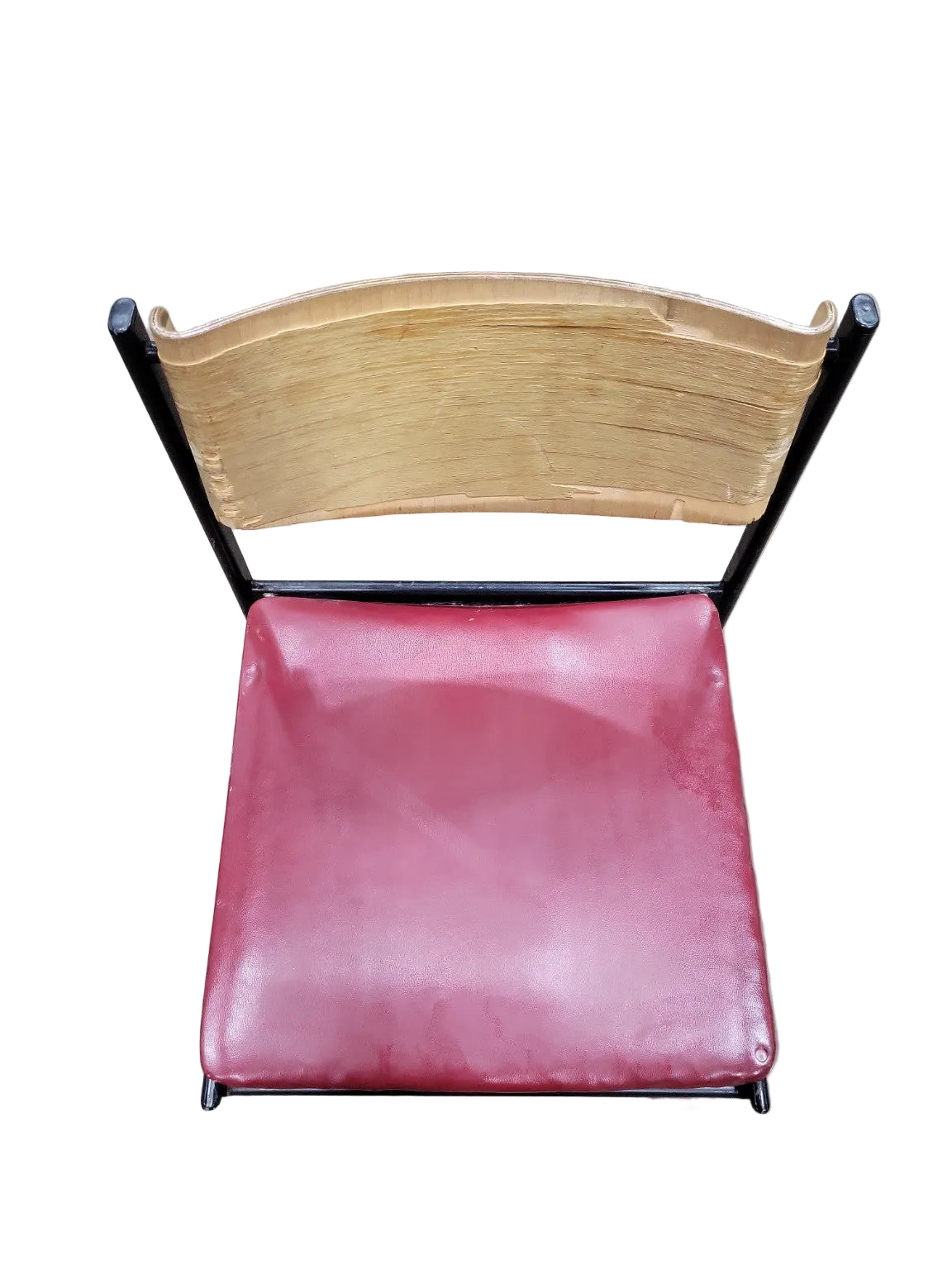 Mid-Century Industrial Metal Dining Chair – Red Vinyl Seat
