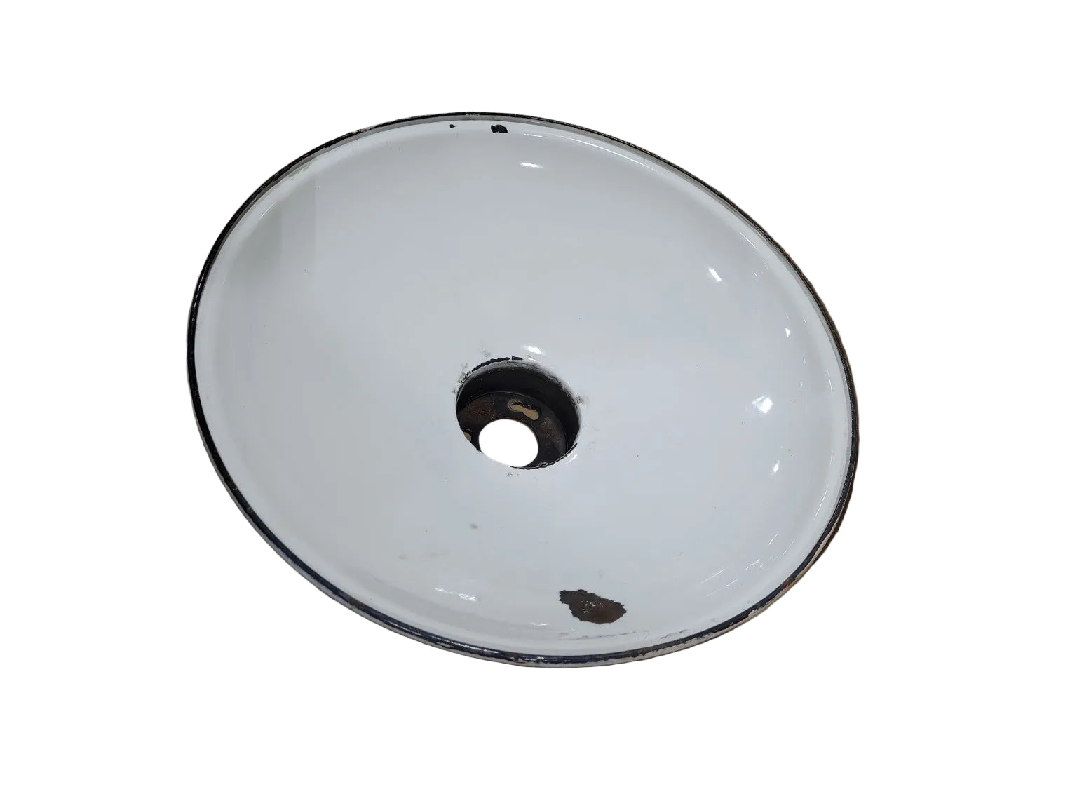 Vintage White Enamel Industrial Light Shade – Wide Dome Utility Fixture
