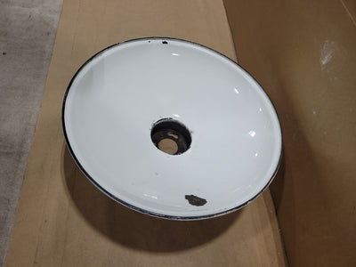 Vintage White Enamel Industrial Light Shade – Wide Dome Utility Fixture