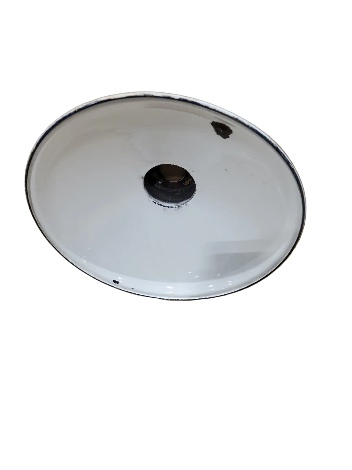 Vintage White Enamel Industrial Light Shade – Wide Dome Utility Fixture