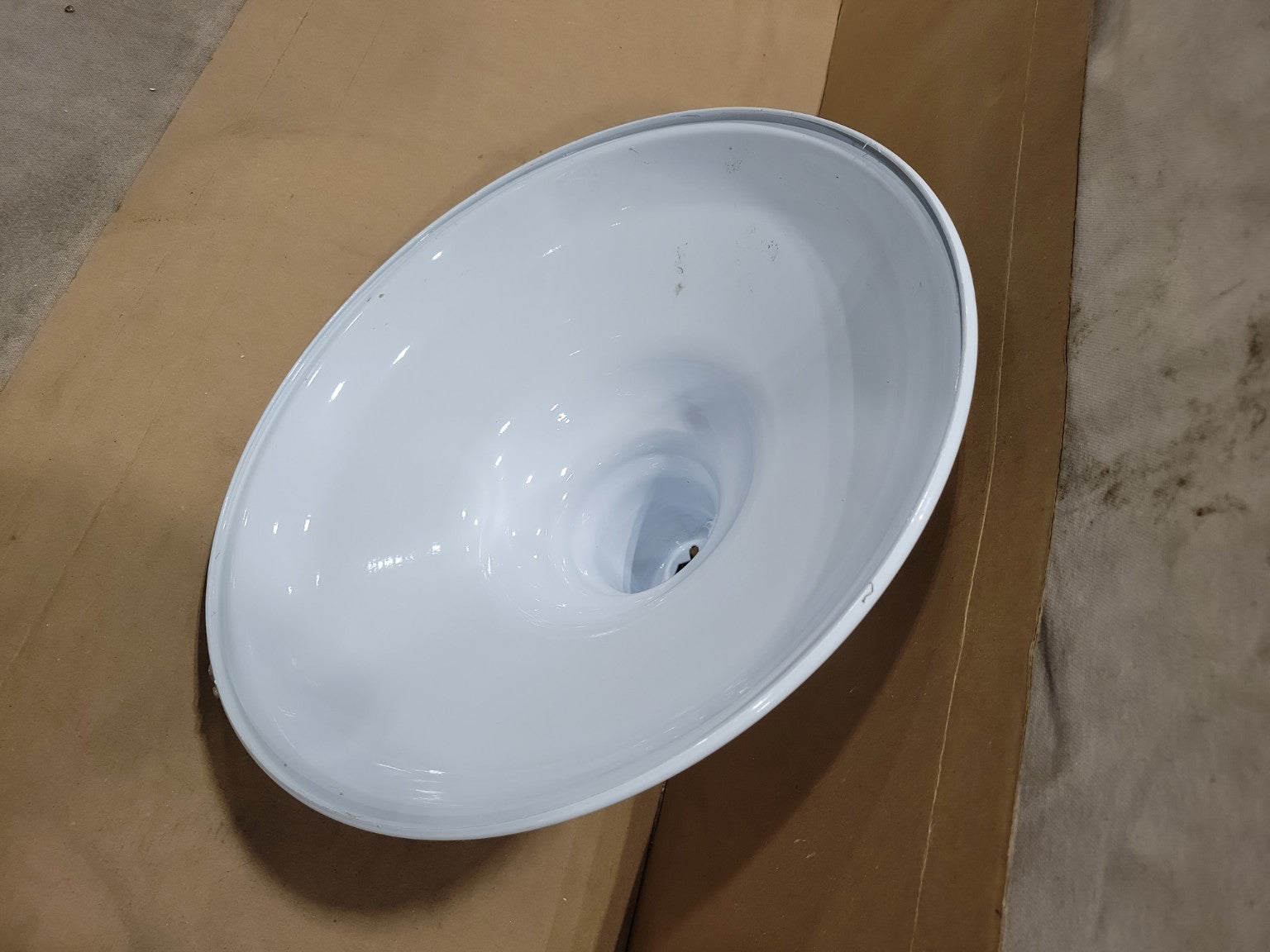 Vintage White Enamel Industrial Light Shade – Large Dome Fixture