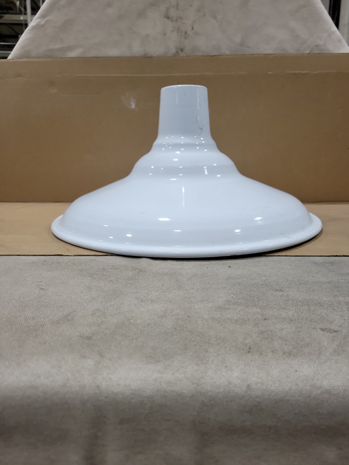 Vintage White Enamel Industrial Light Shade – Large Dome Fixture