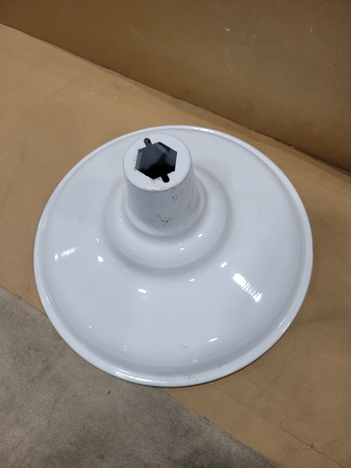 Vintage White Enamel Industrial Light Shade – Large Dome Fixture