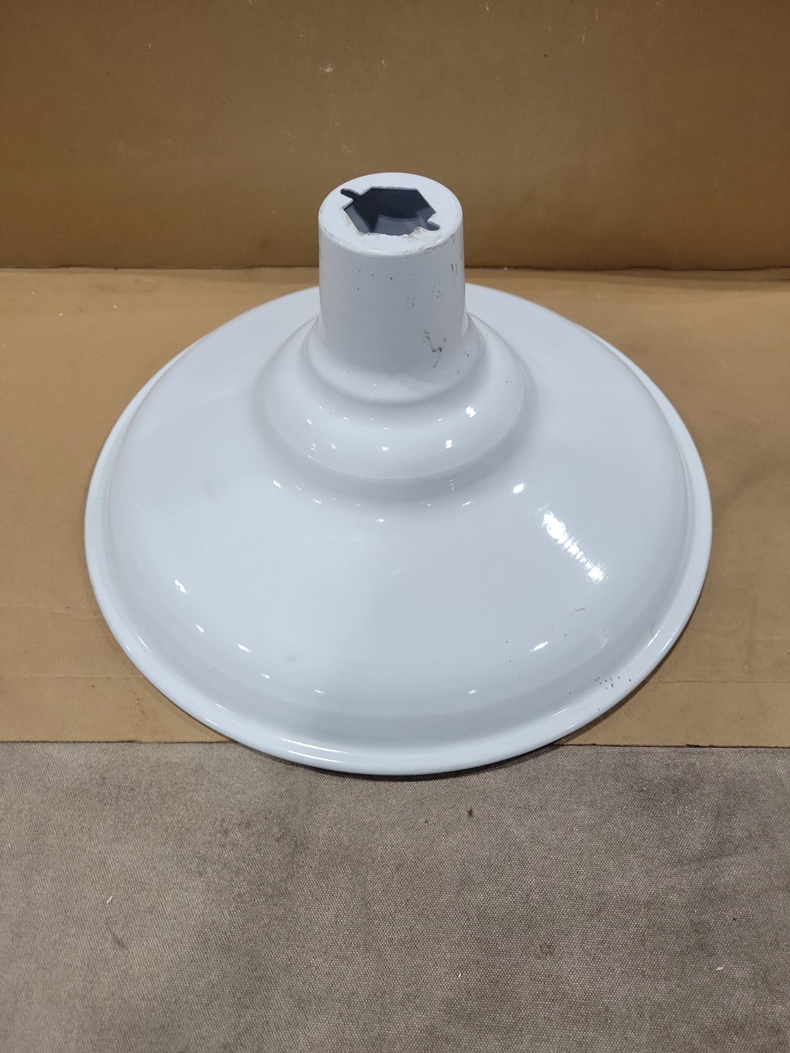 Vintage White Enamel Industrial Light Shade – Large Dome Fixture
