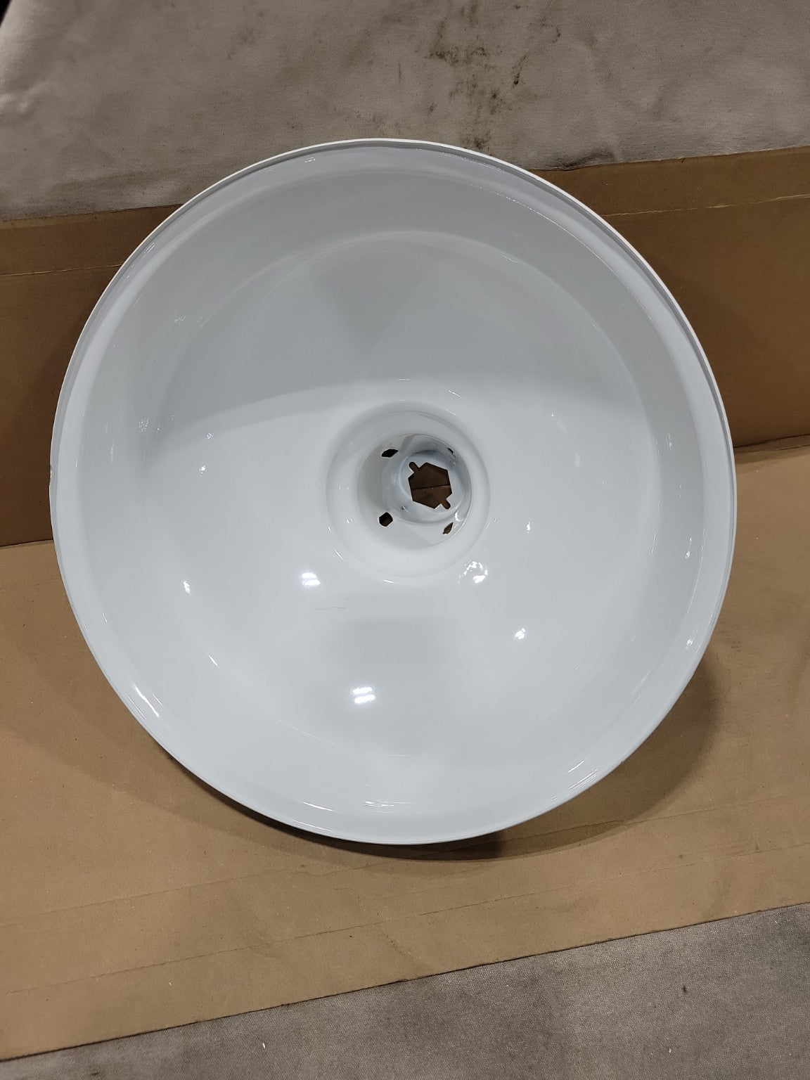 Vintage White Enamel Industrial Light Shade – Large Deep Dome Fixture