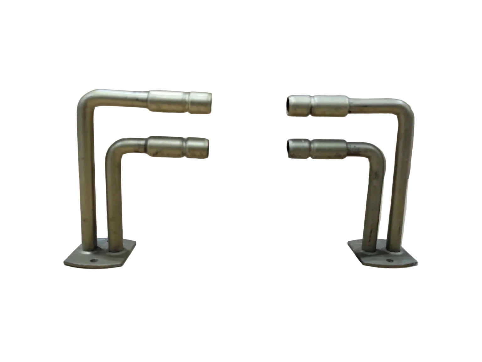 Vintage Brass Double Arm Wall Brackets – Tubular Utility Mounts (Set of 2)