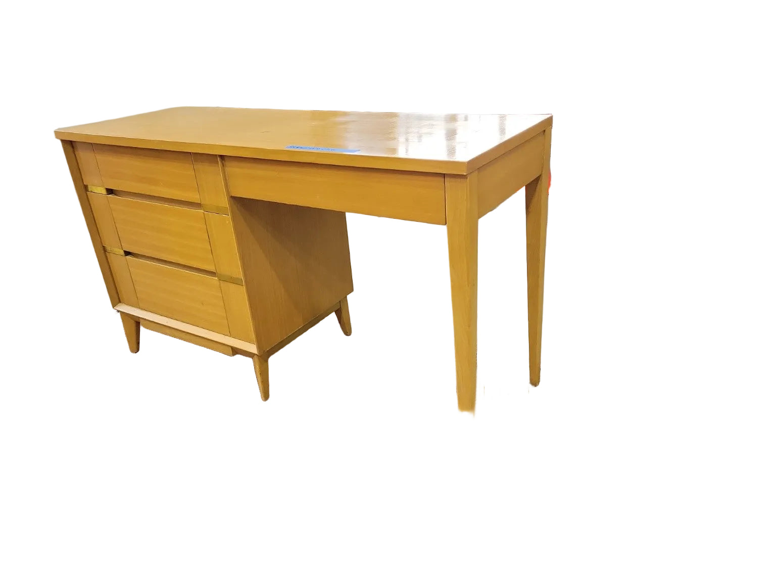 Mid-Century Modern Wood Desk with Integrated 3-Drawer Cabinet