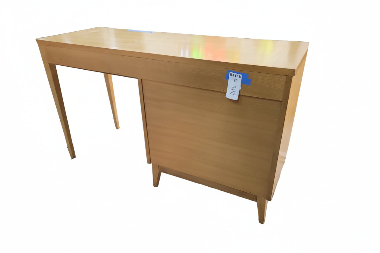 Mid-Century Modern Wood Desk with Integrated 3-Drawer Cabinet