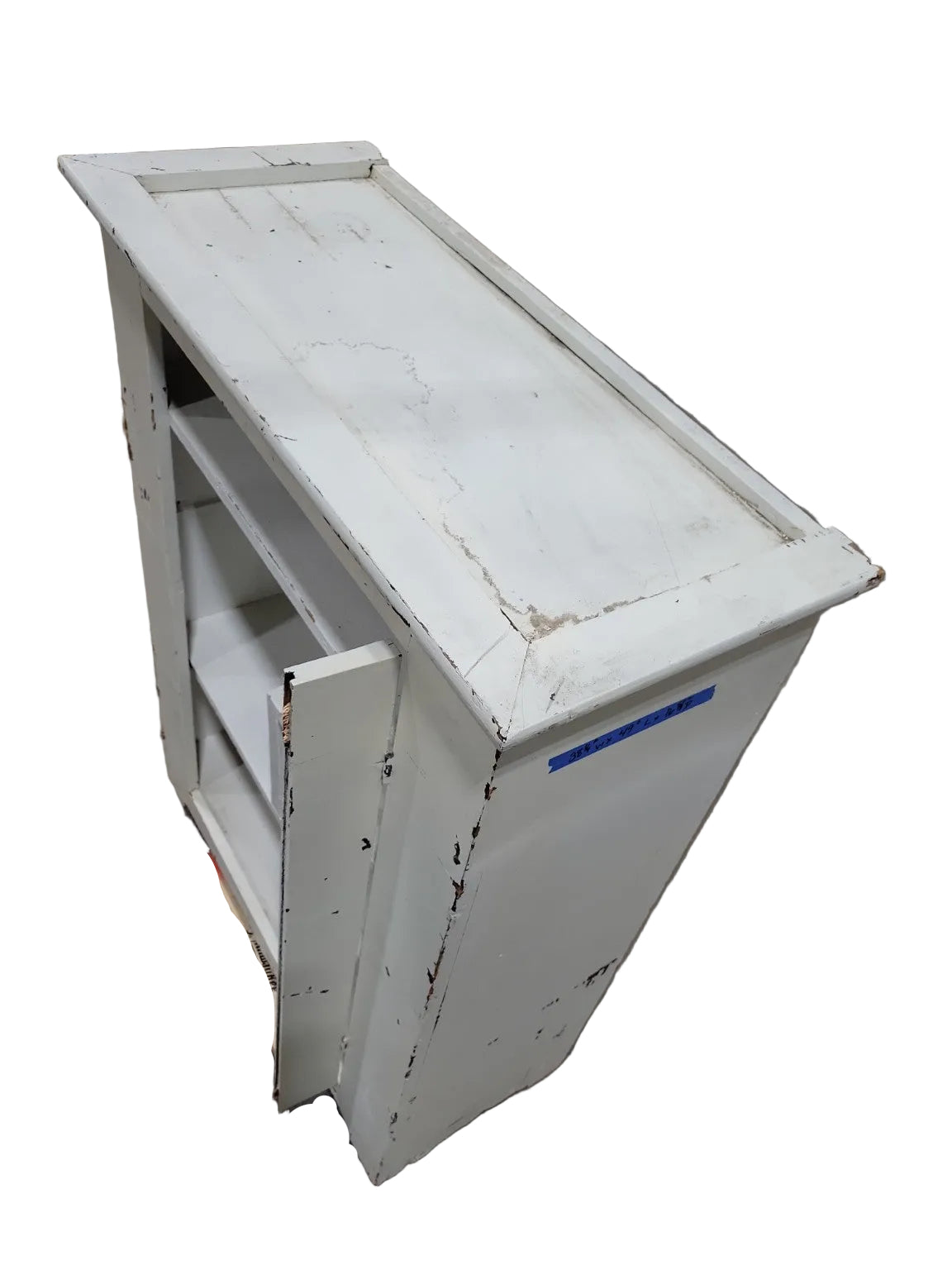 Vintage Painted Utility Cabinet – Distressed White Storage Unit