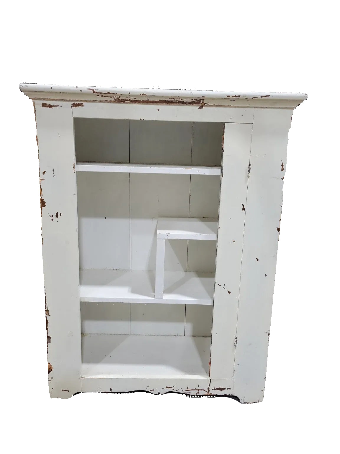 Vintage Painted Utility Cabinet – Distressed White Storage Unit