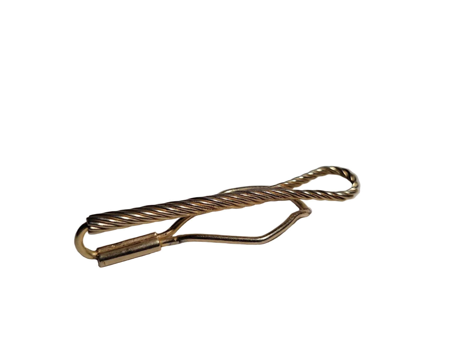 Vintage Gold Tone Twisted Bar Tie Clip – Classic Rope Design