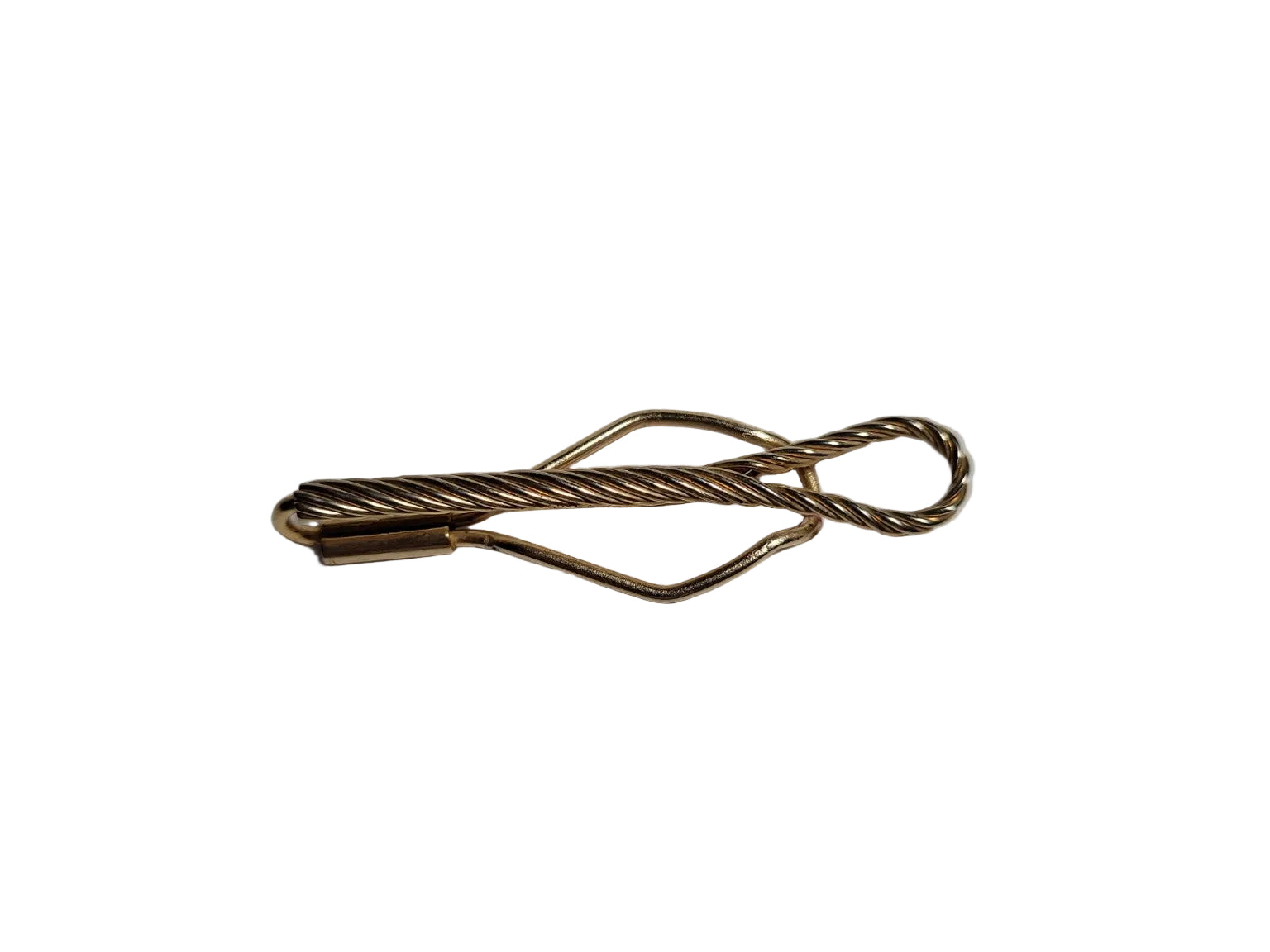 Vintage Gold Tone Twisted Bar Tie Clip – Classic Rope Design
