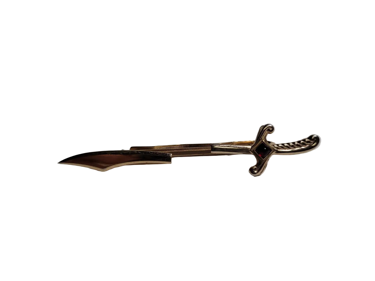 Vintage Hickok Sword Tie Clip – Gold Tone with Red Stone
