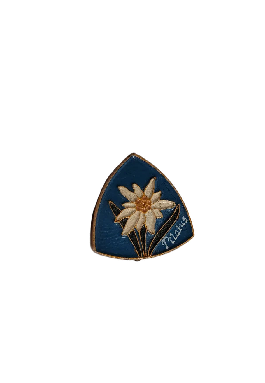 Vintage Tilatus Edelweiss Enamel Brooch – Alpine Souvenir Pin