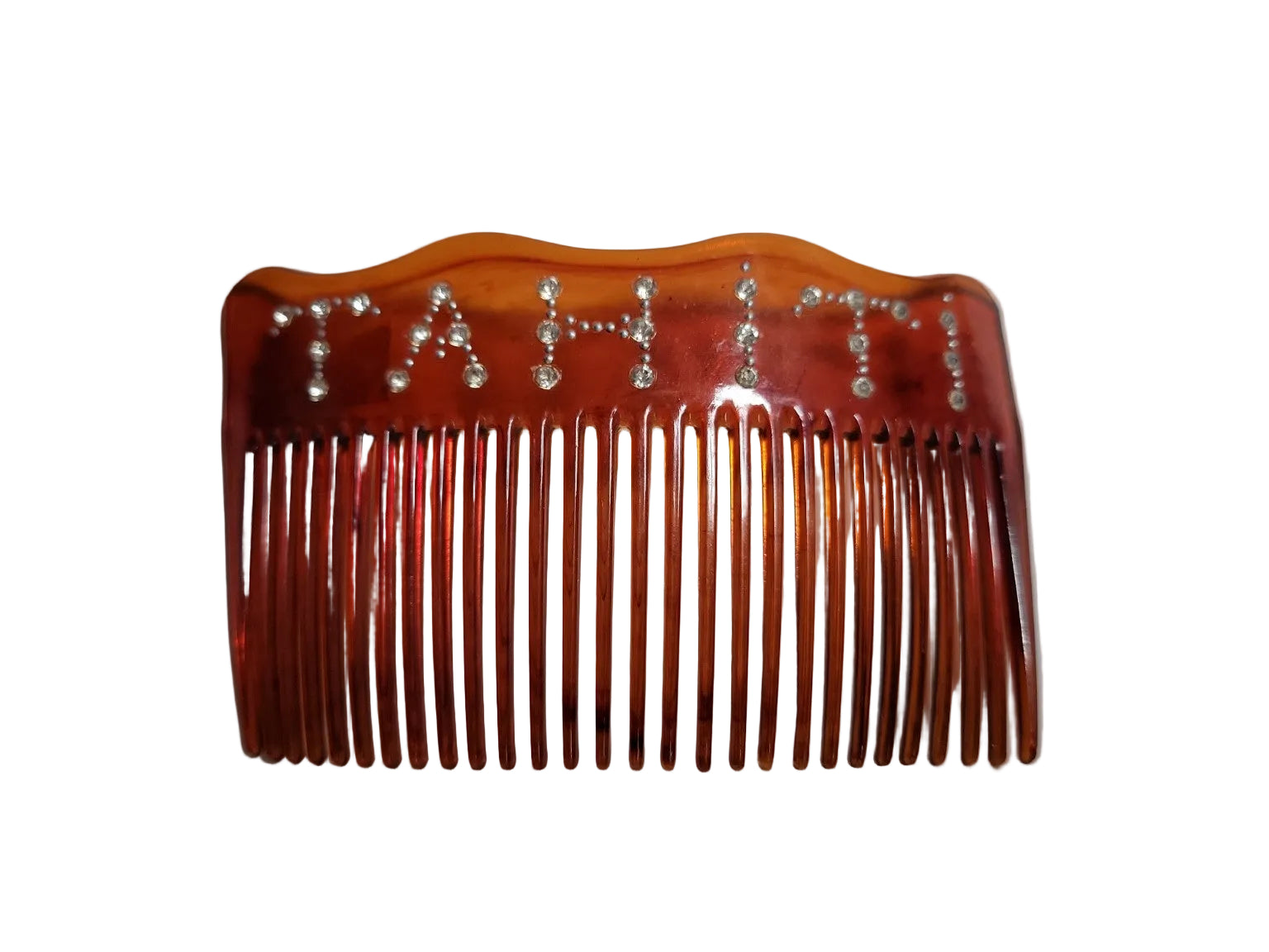 Vintage Tortoiseshell Lucite “Tahiti” Rhinestone Hair Combs – Pair
