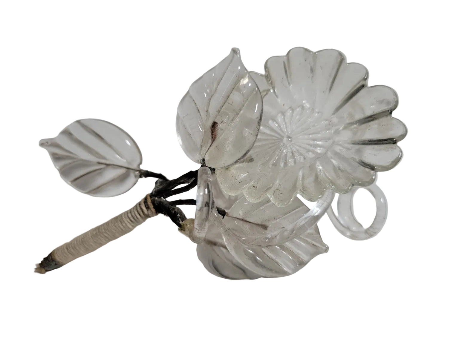 Vintage Clear Glass Floral Boutonniere – Handcrafted Wedding Accessory