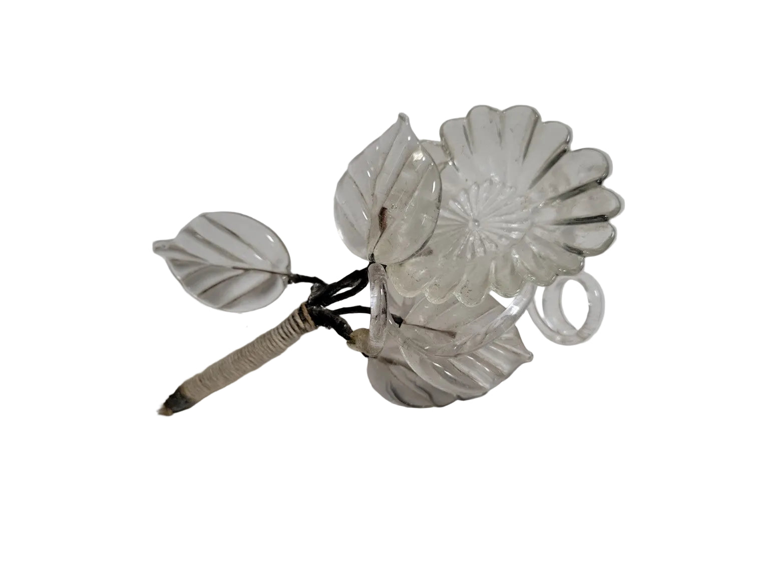 Vintage Clear Glass Floral Boutonniere – Handcrafted Wedding Accessory