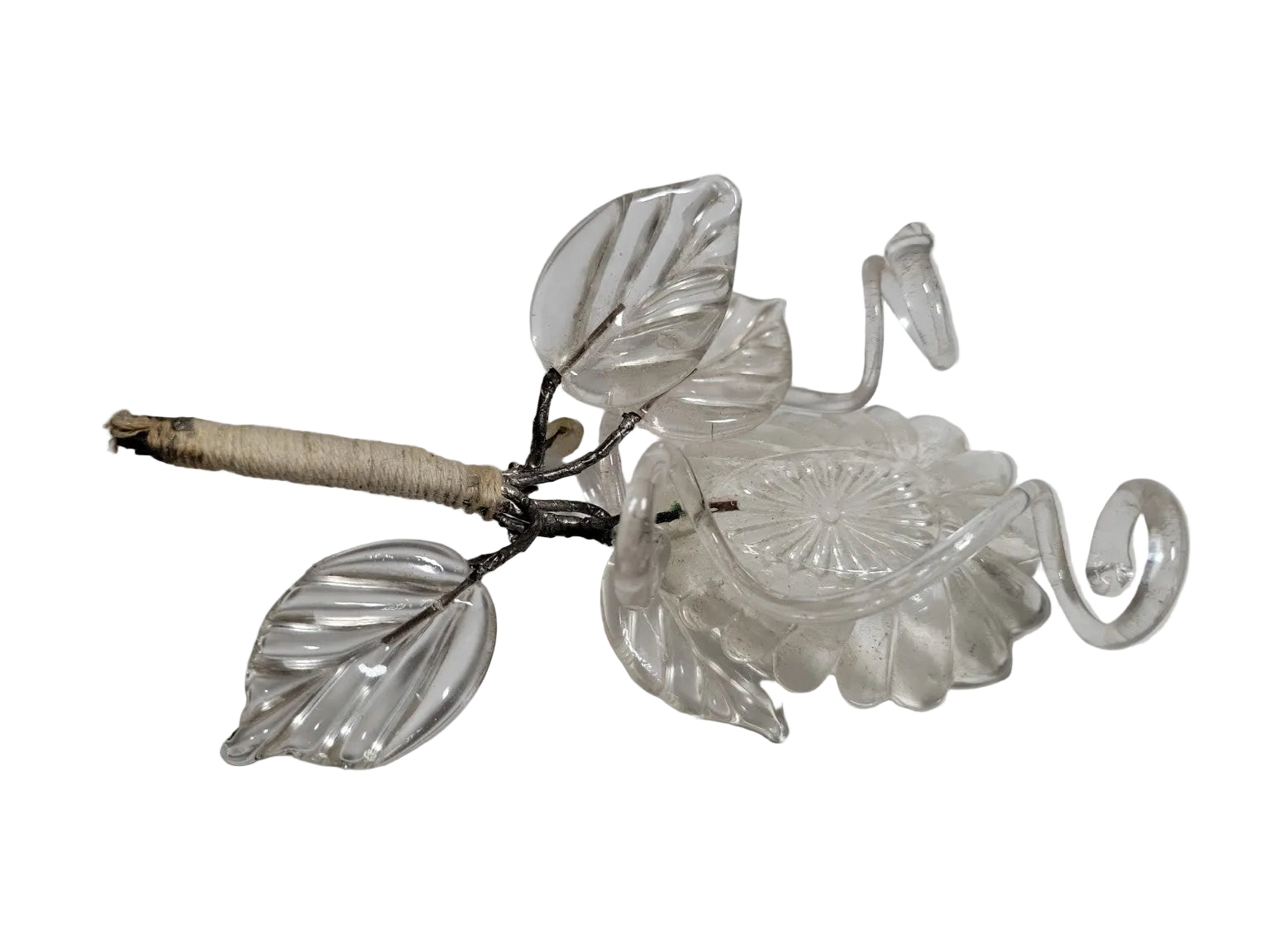 Vintage Clear Glass Floral Boutonniere – Handcrafted Wedding Accessory