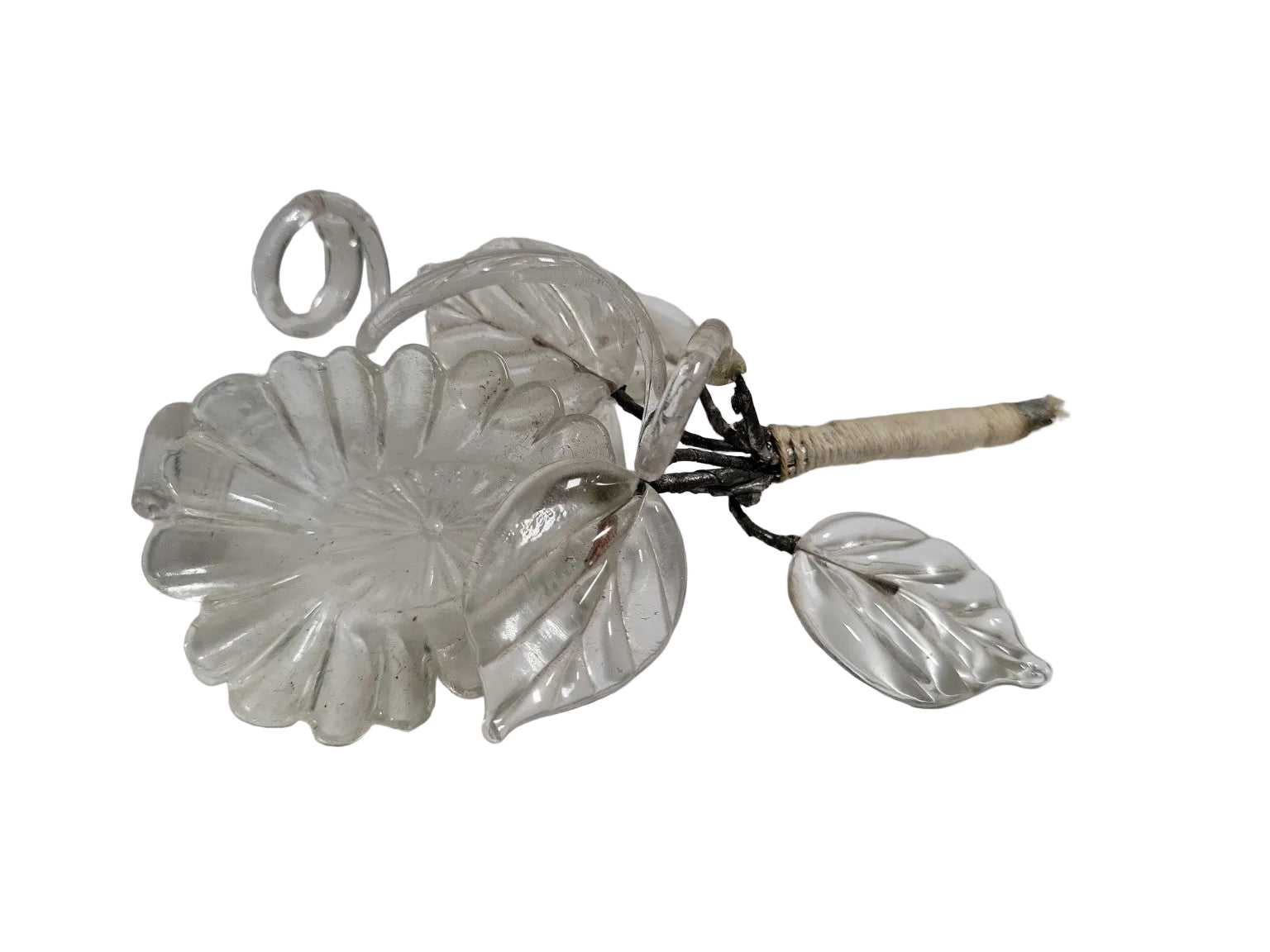 Vintage Clear Glass Floral Boutonniere – Handcrafted Wedding Accessory