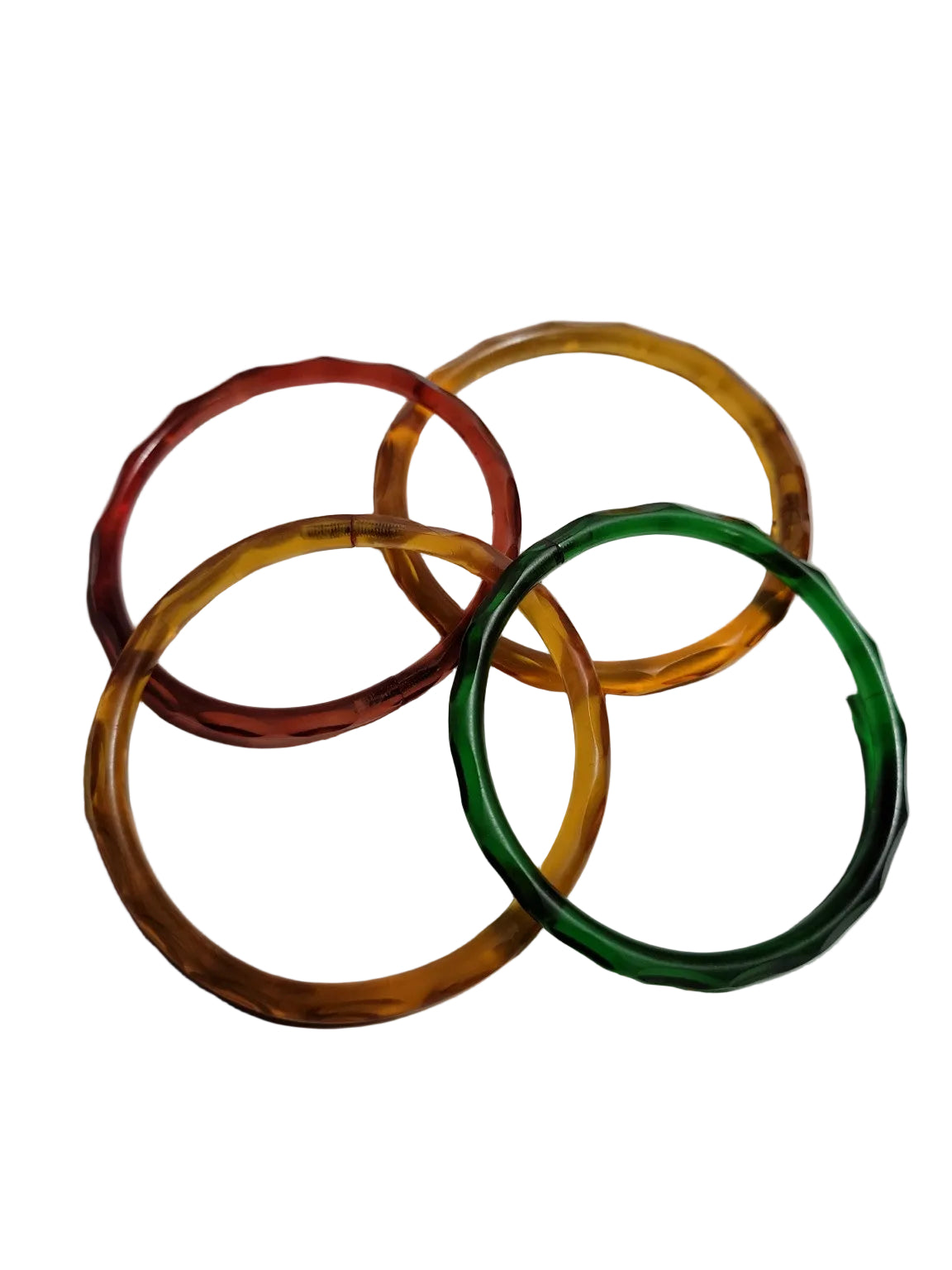Vintage Faceted Lucite Bangle Set – Multicolor Acrylic Bracelets (4 pcs)