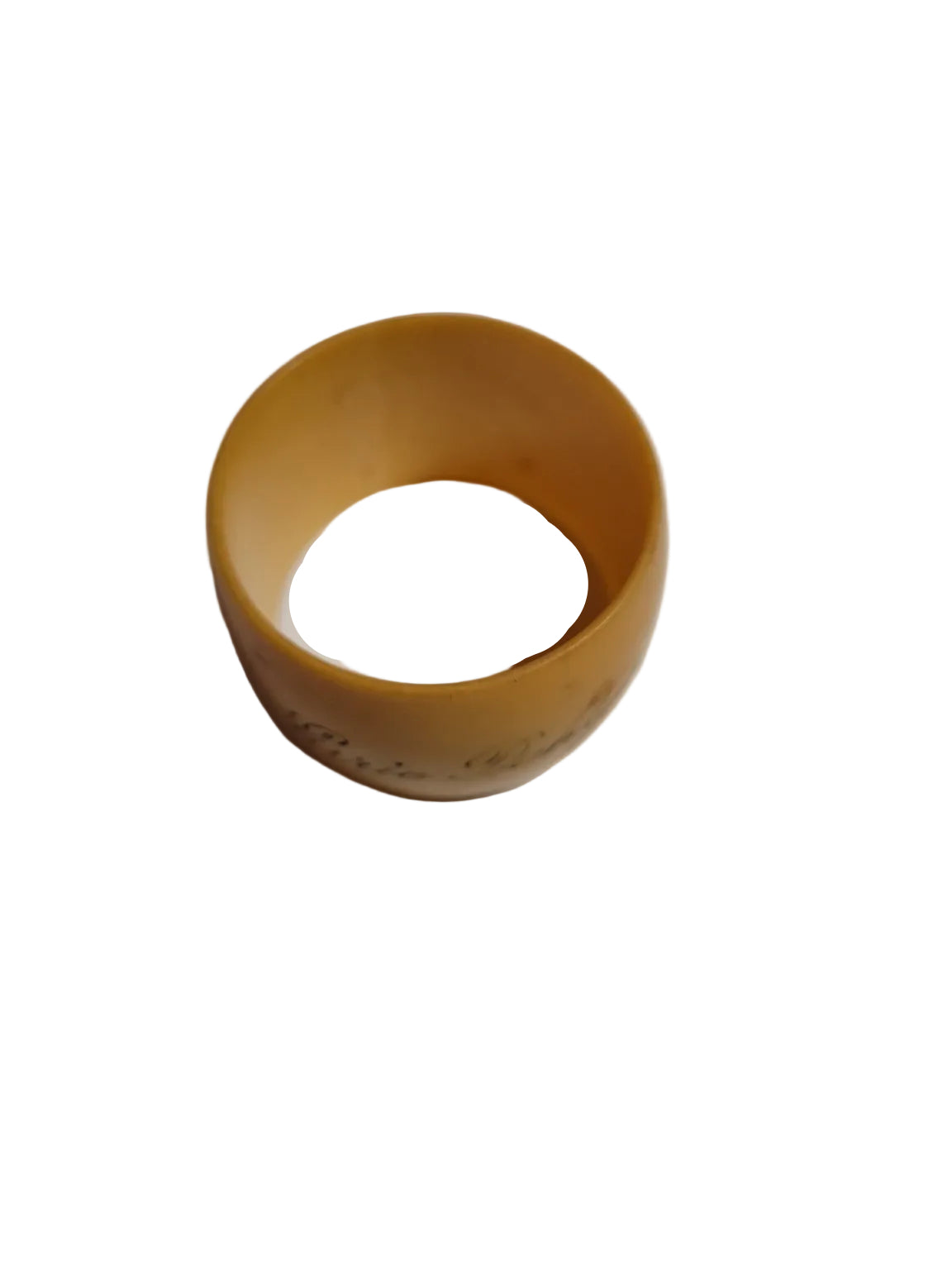 Vintage Bakelite Napkin Ring – Butterscotch Carved Style