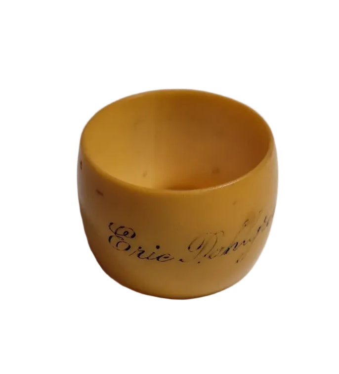 Vintage Bakelite Napkin Ring – Butterscotch Carved Style