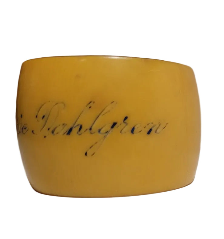 Vintage Bakelite Napkin Ring – Butterscotch Carved Style