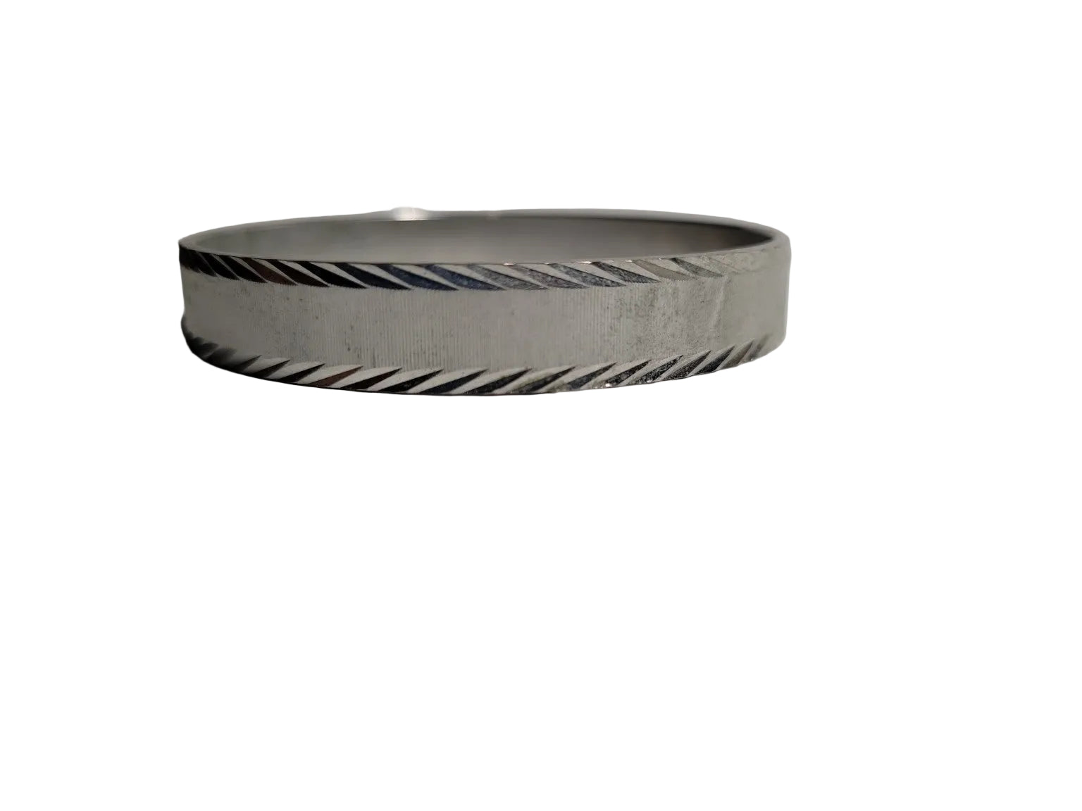 Vintage Silver-Tone Etched Bangle Bracelet – Geometric Pattern