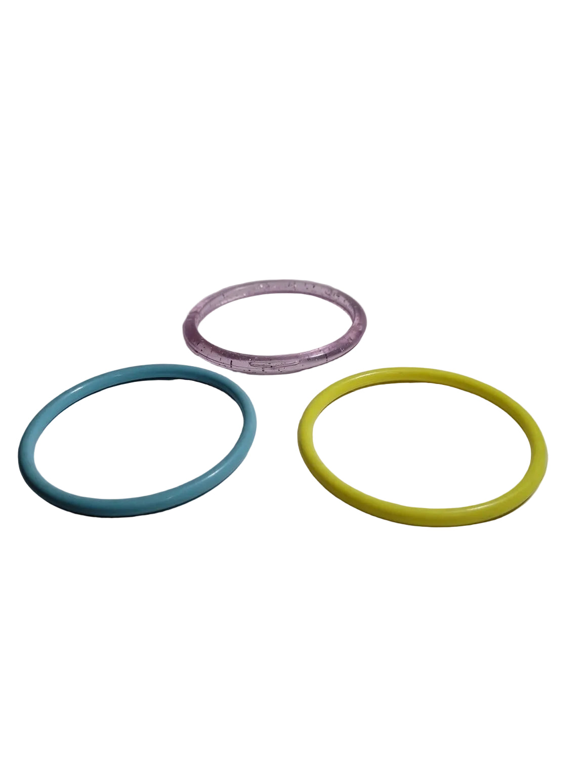 Vintage Colorful Plastic Bangle Set – Mid-Century Style Bracelets (Set of 3)