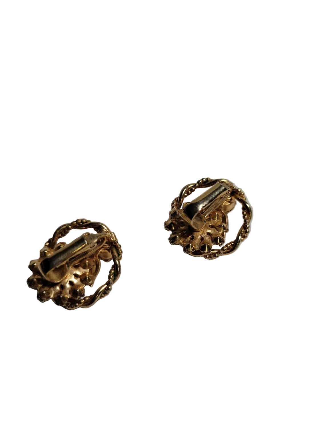Vintage Moonstone Rhinestone Cluster Clip-On Earrings
