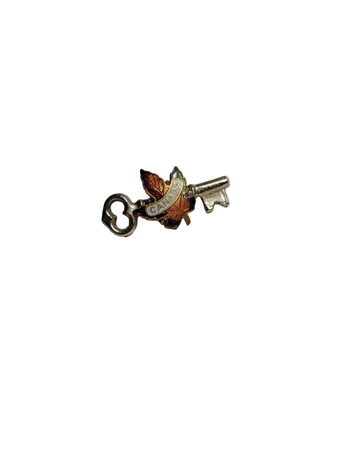 Vintage Canada Maple Leaf Key Brooch – Enamel Souvenir Pin