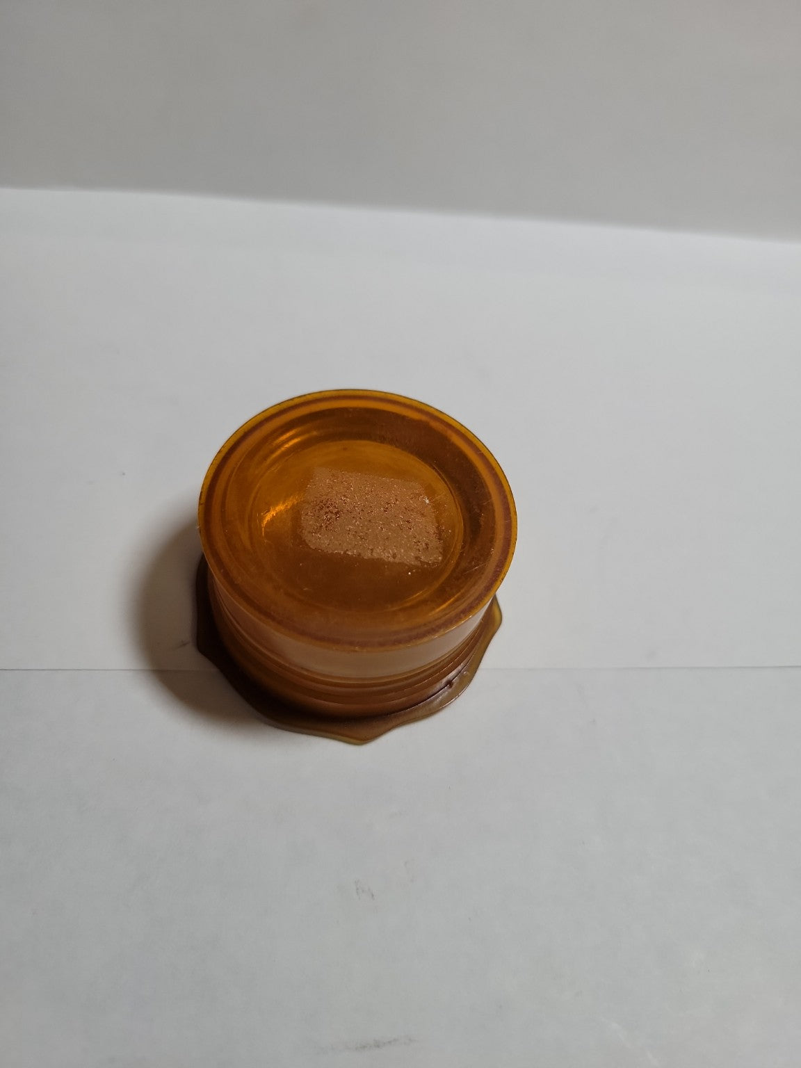 Vintage Celluloid Floral Trinket Box – Amber Lucite Vanity Jar