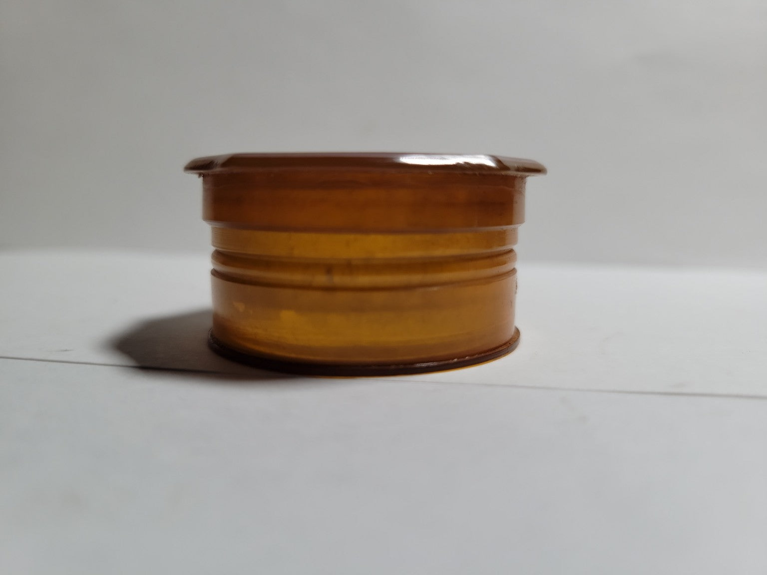 Vintage Celluloid Floral Trinket Box – Amber Lucite Vanity Jar