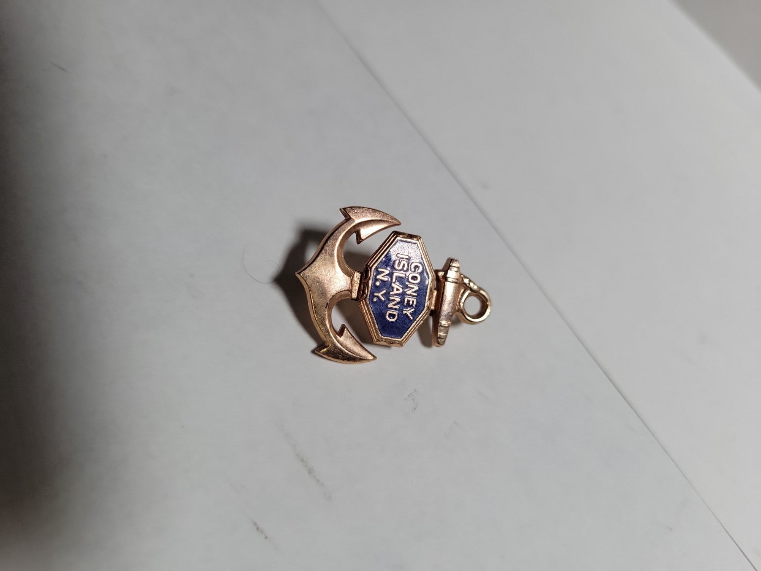 Vintage Coney Island Anchor Souvenir Pin – Gold Tone Metal