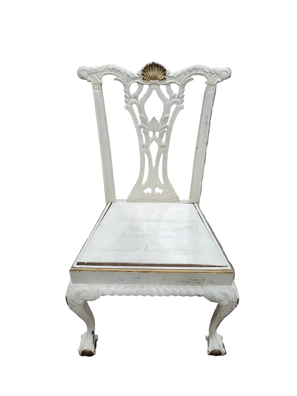 Set of 6 Vintage Chippendale Style Painted Wood Dining Chairs (As-Is)