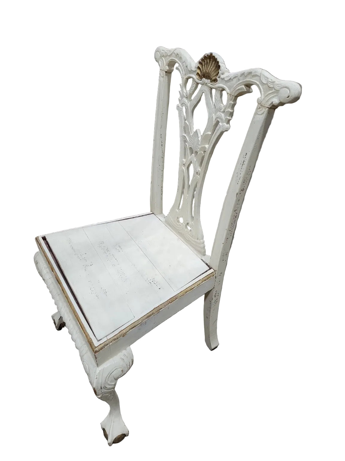 Set of 6 Vintage Chippendale Style Painted Wood Dining Chairs (As-Is)