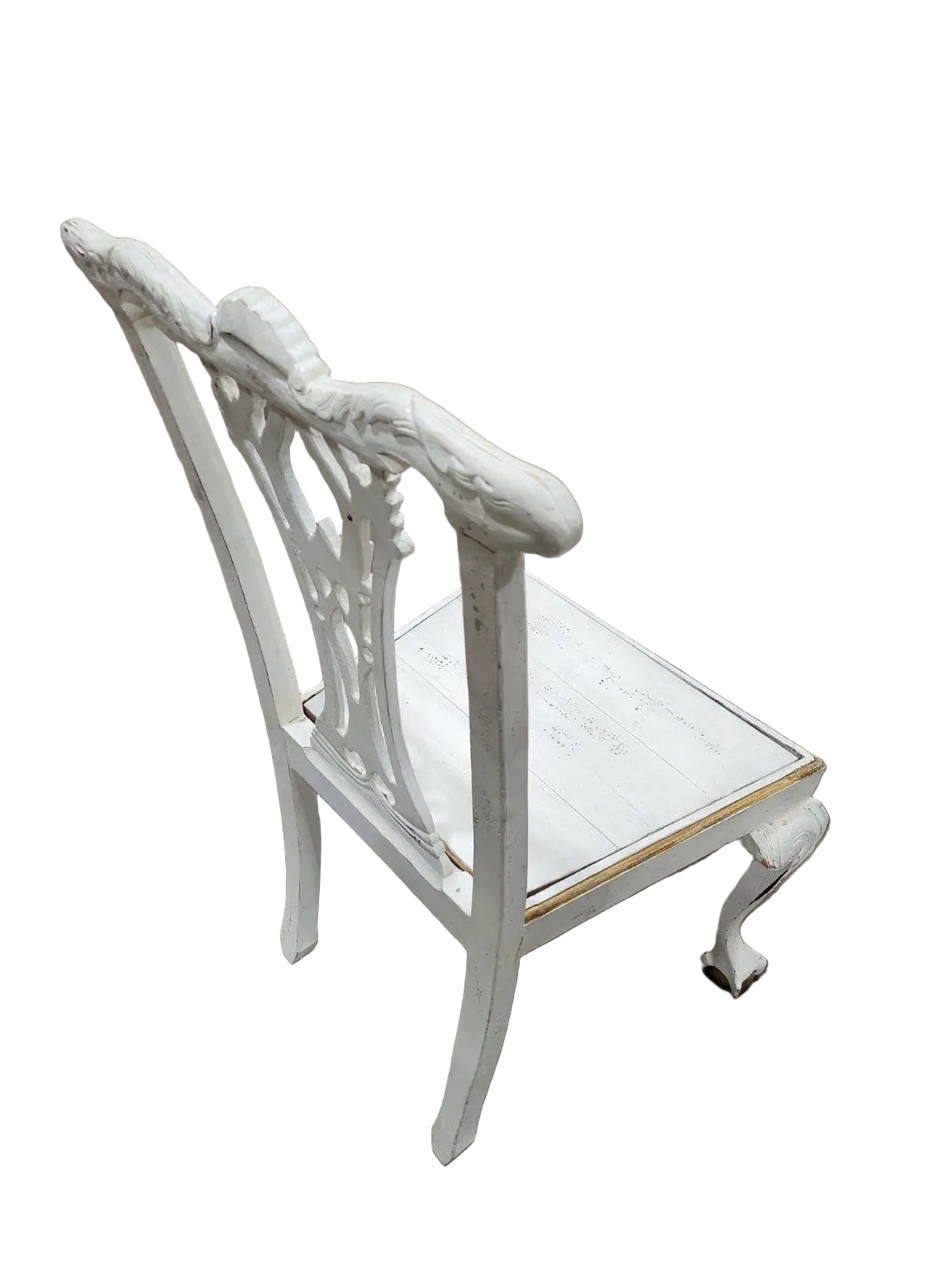 Set of 6 Vintage Chippendale Style Painted Wood Dining Chairs (As-Is)