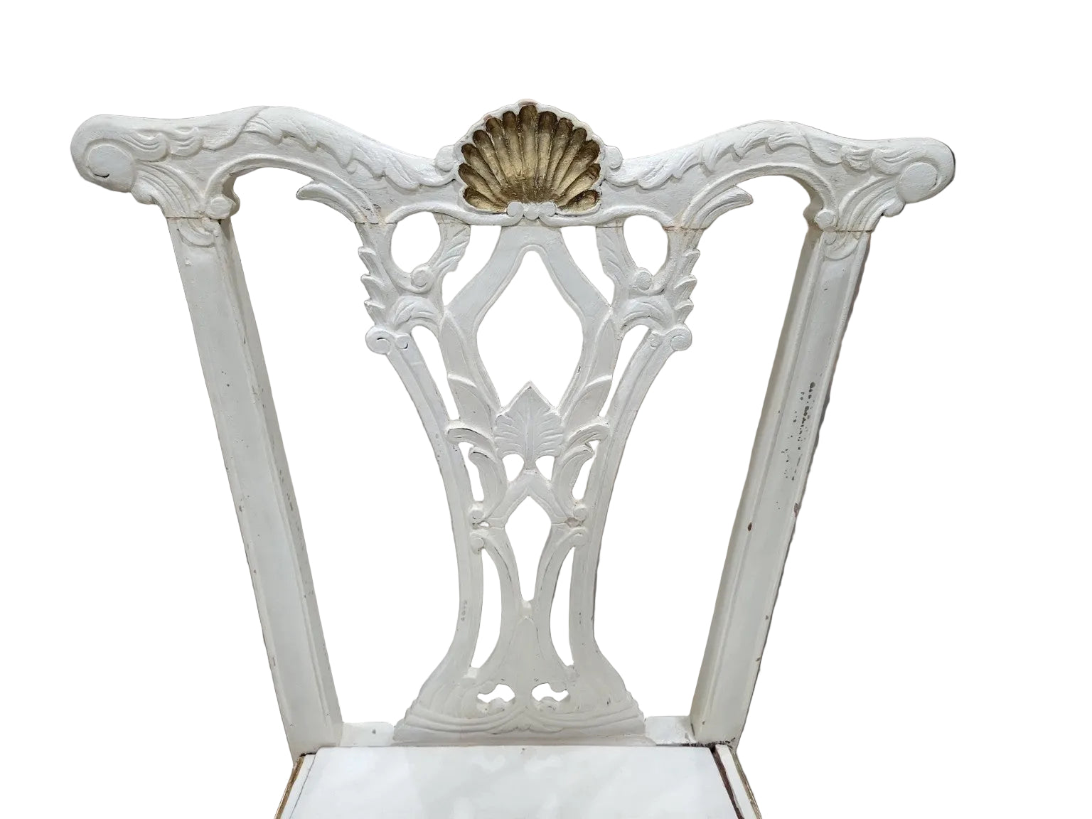 Set of 6 Vintage Chippendale Style Painted Wood Dining Chairs (As-Is)