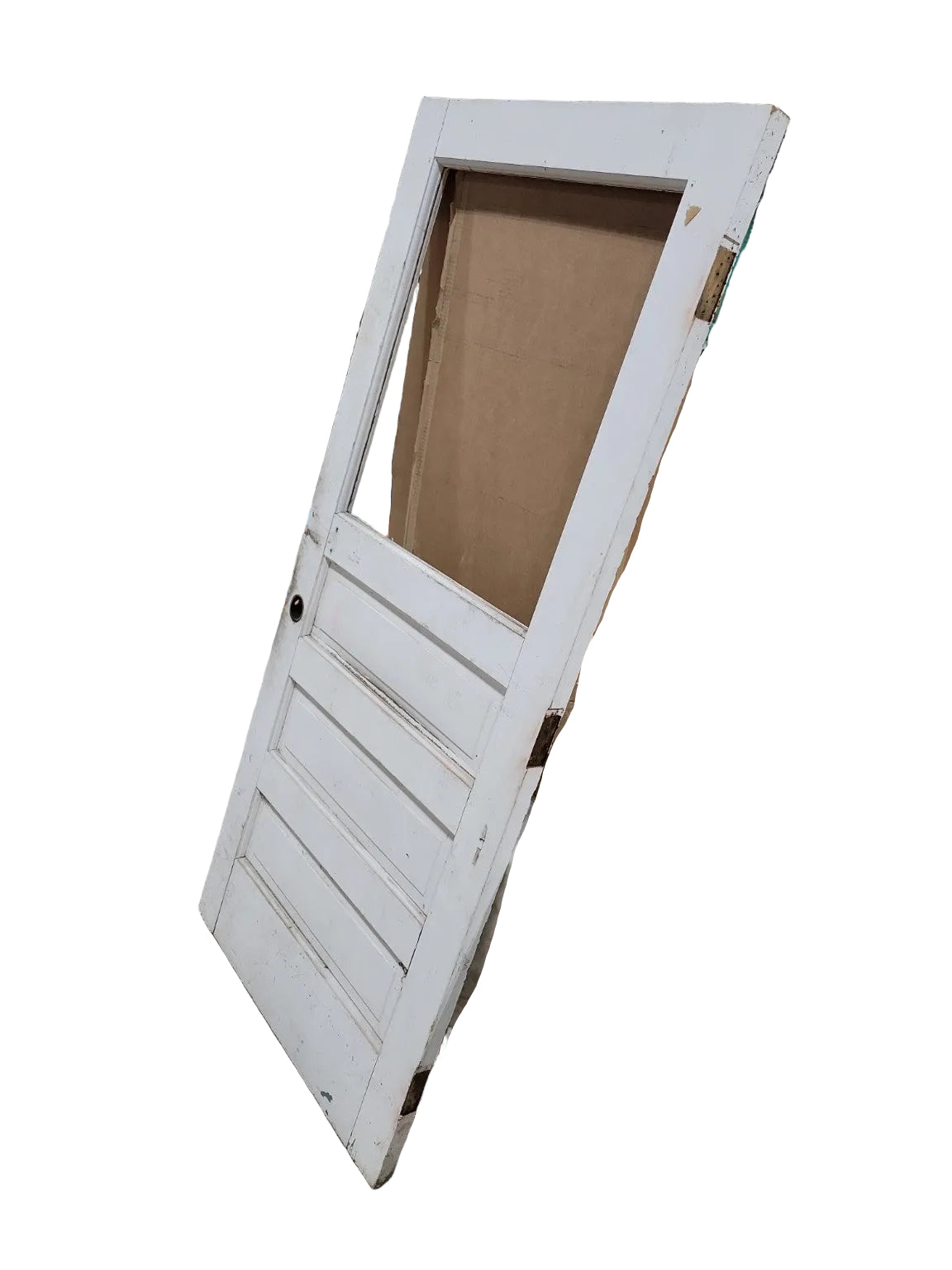 Antique Painted Wood Interior Door with Glass Panel Opening