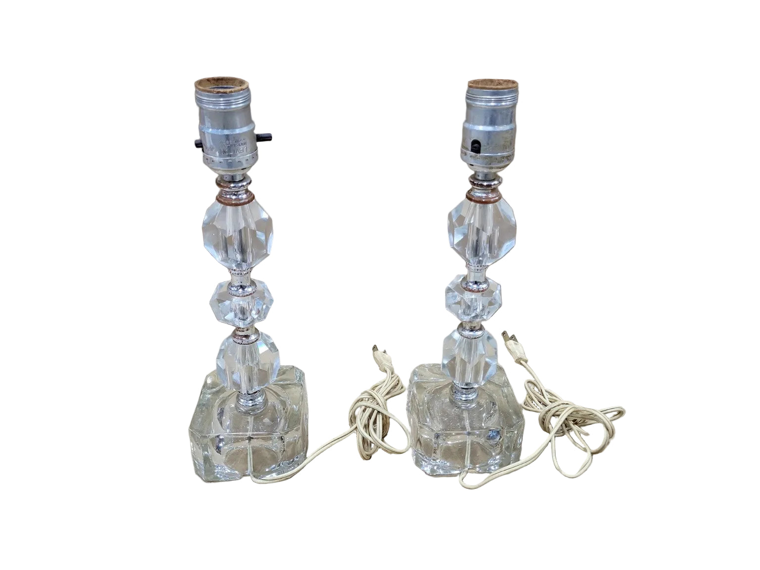 Vintage Cut Glass Table Lamps – Faceted Glass Style (Set of 2)