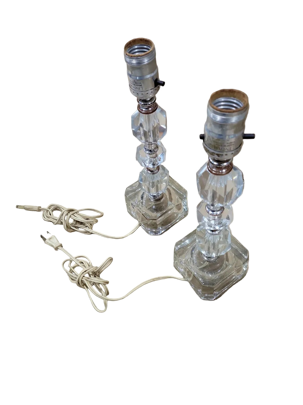 Vintage Cut Glass Table Lamps – Faceted Glass Style (Set of 2)