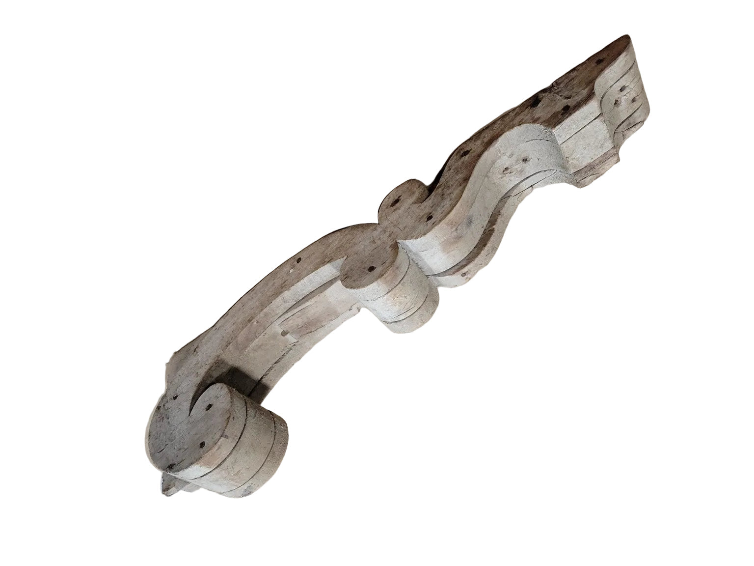Antique Hand-Carved Wood Corbel Bracket – Salvaged Architectural Scroll