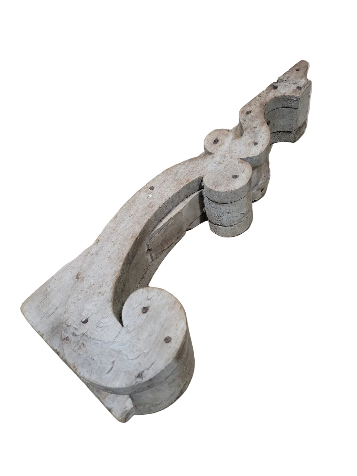 Antique Hand-Carved Wood Corbel Bracket – Salvaged Architectural Scroll