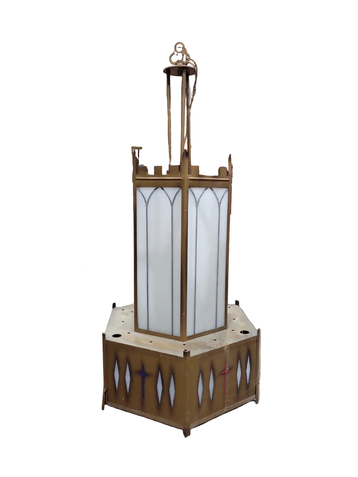 Gothic Revival Brass Church Pendant Light Fixture